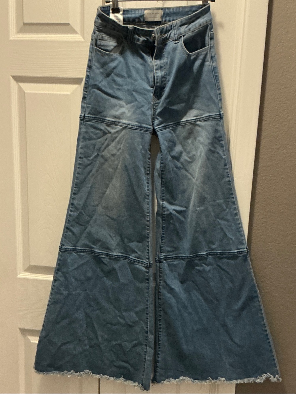 High-Waist Light Blue Wide-Leg Flare Jeans